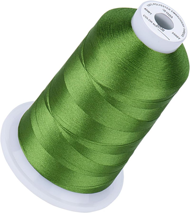 simthread 5500Yds Embroidery Thread, 5000M High-Yardage 40WT 100% Polyester Thread – 170+ Vivid Colors, High-Speed Rated – Compatible with Brother, Singer, Janome & More - Ivy Green S03 - Image 1
